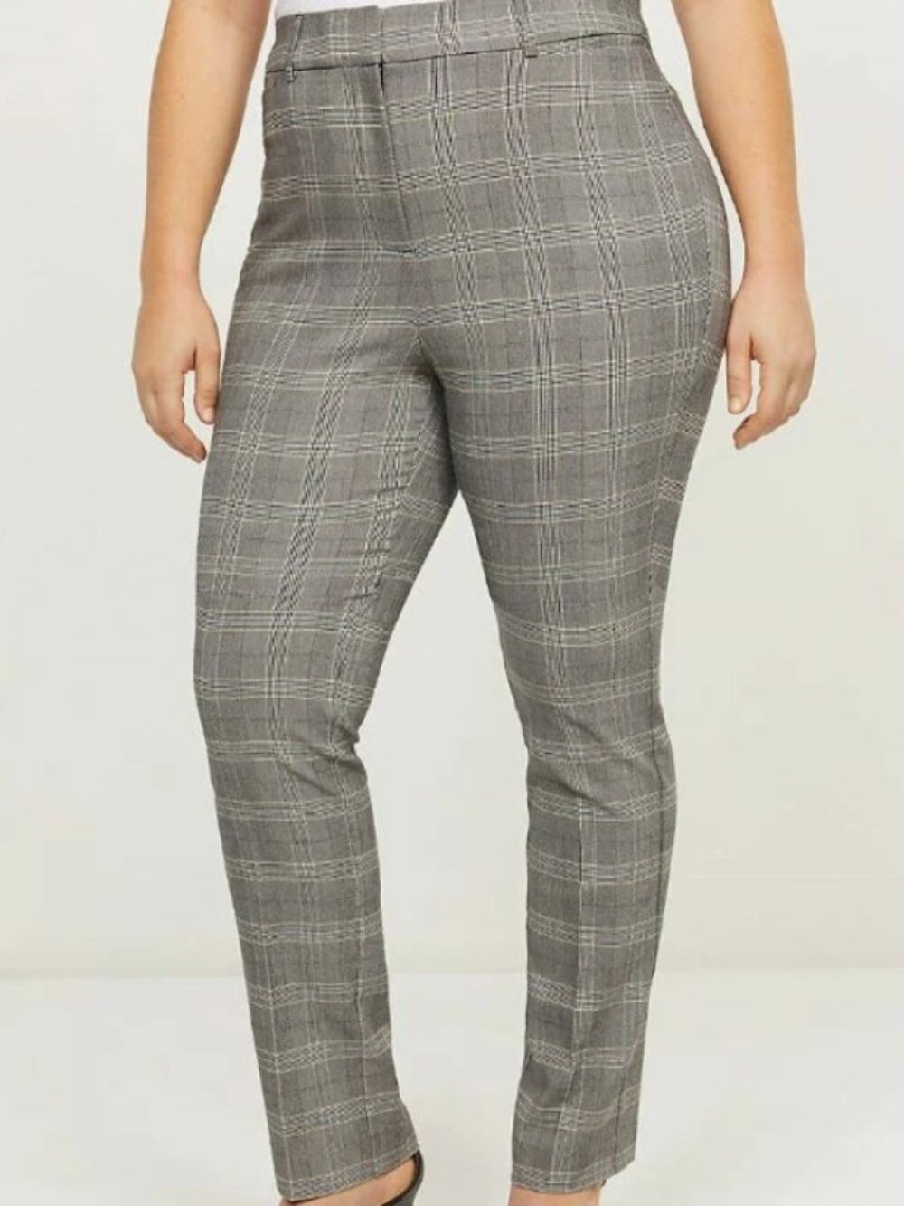 NWT Lane Bryant Womens Gray Plaid High-Rise Straight Pants PLUS SIZE 28